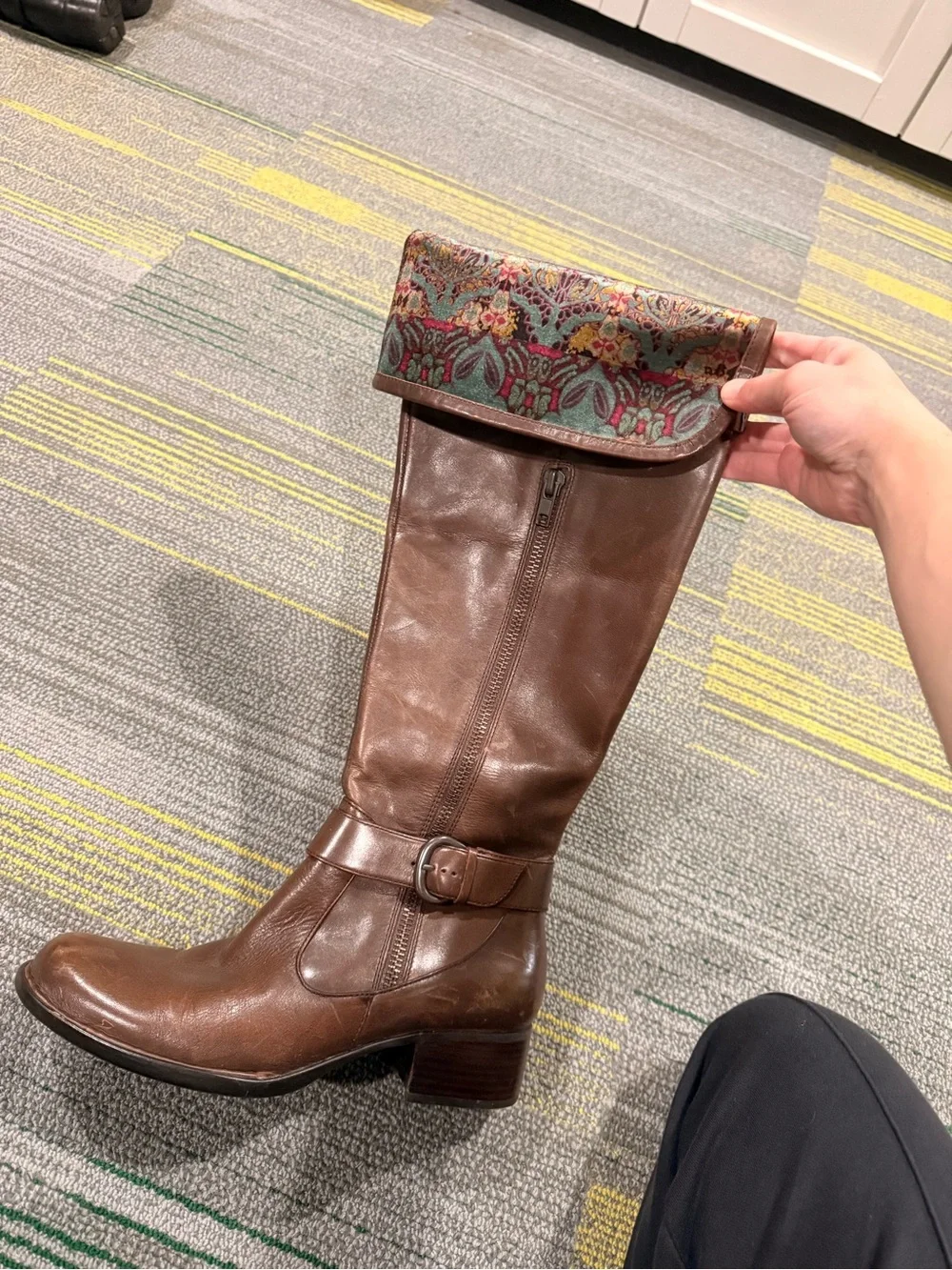 Born Brown Leather Knee High Riding Boots
